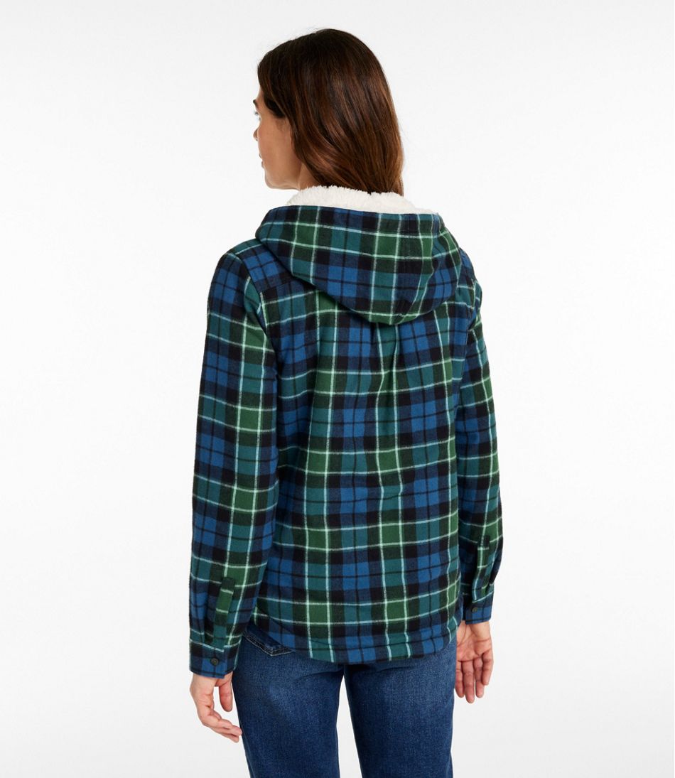 L.L.Bean Women's Scotch Plaid Flannel Shirt, Sherpa-Lined Zip Hoodie CLOTHING|SALE