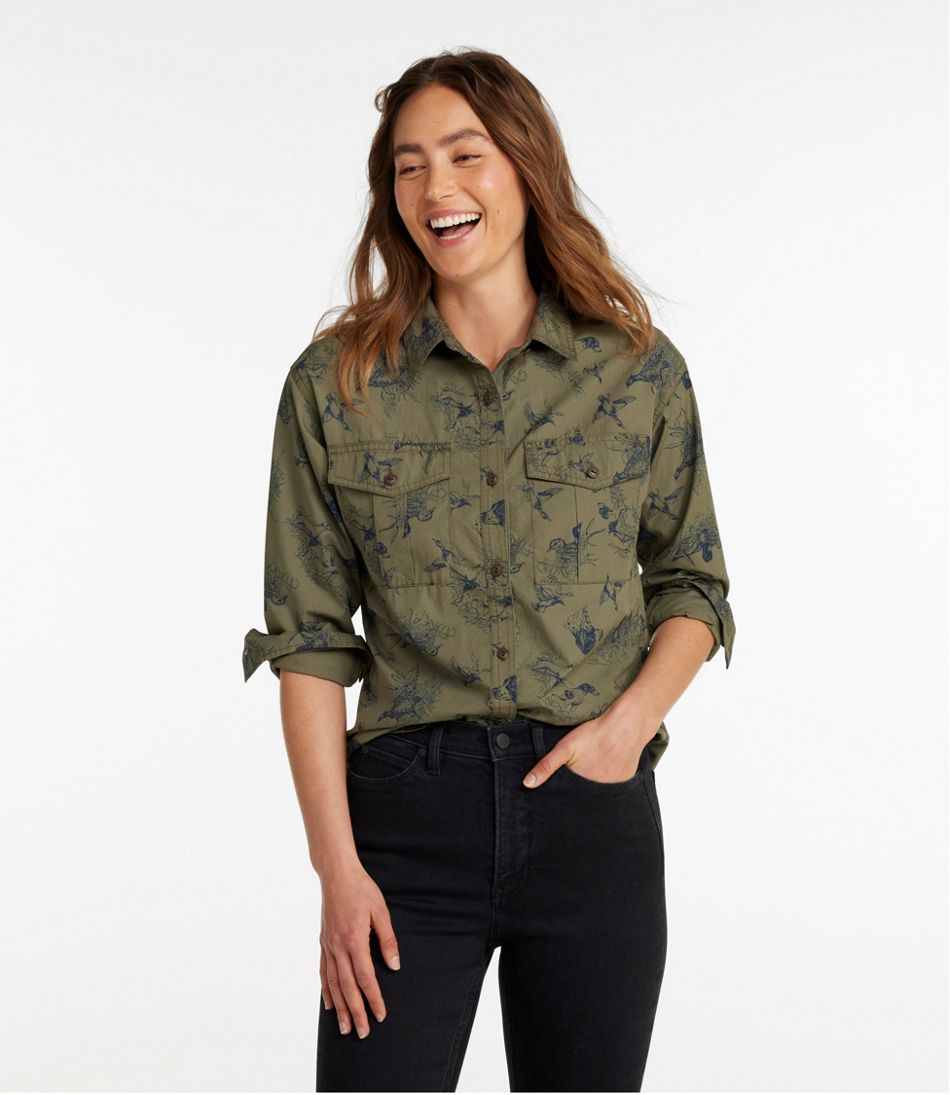 L.L.Bean Women's Signature Soft Poplin Shirt, Novelty CLOTHING|SALE