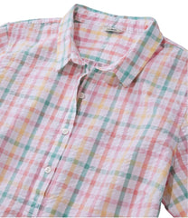 L.L.Bean Women's Vacationland Seersucker Shirt, Short-Sleeve Popover Plaid CLOTHING|SALE