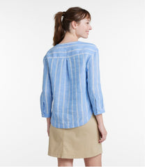 L.L.Bean Women's Premium Washable Linen Shirt, Splitneck Stripe CLOTHING|SALE