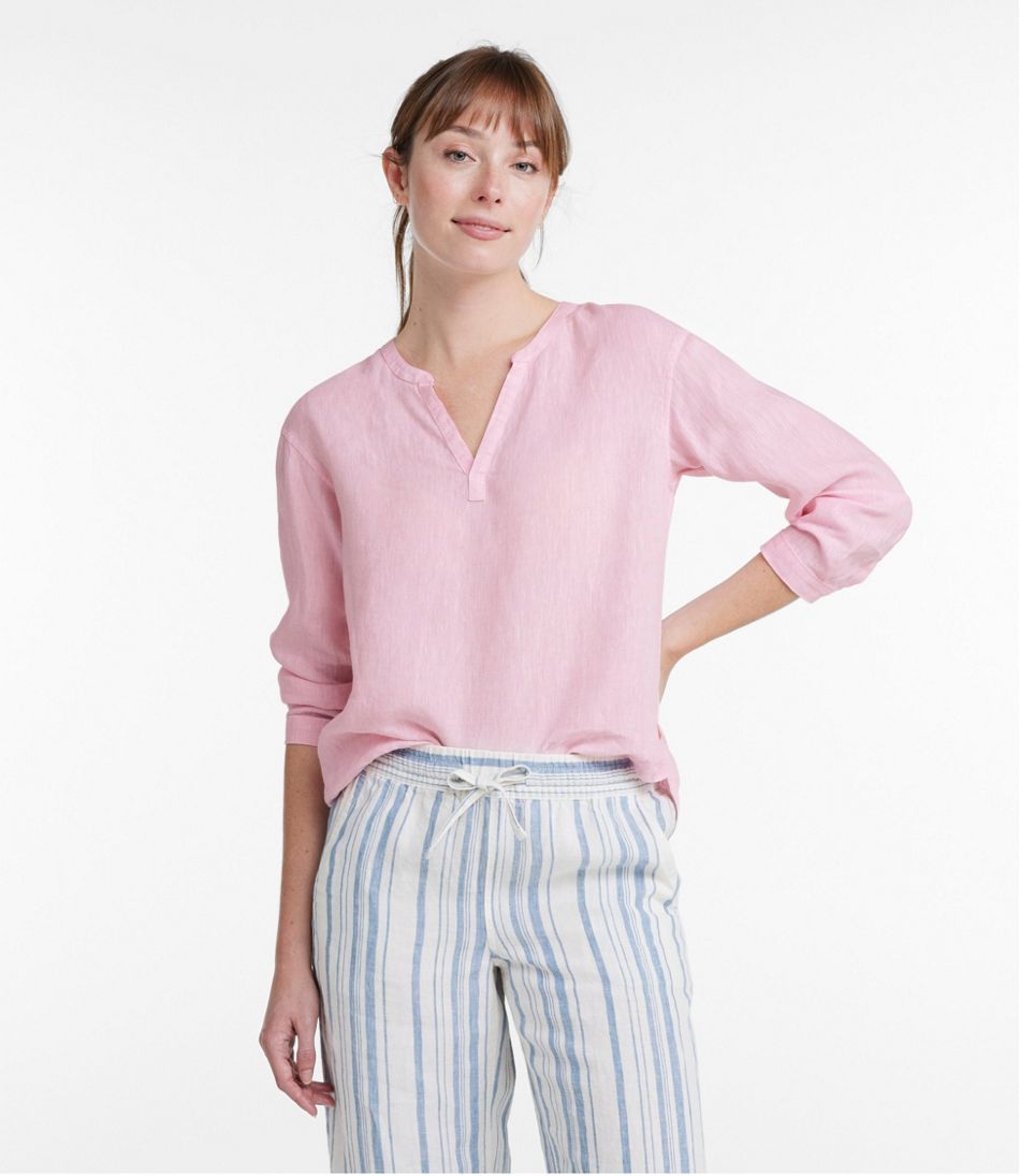 L.L.Bean Women's Premium Washable Linen Shirt, Splitneck CLOTHING|SALE