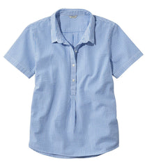 L.L.Bean Women's Vacationland Seersucker Shirt, Short-Sleeve Popover Stripe CLOTHING|SALE