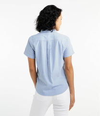 L.L.Bean Women's Vacationland Seersucker Shirt, Short-Sleeve Popover Stripe CLOTHING|SALE