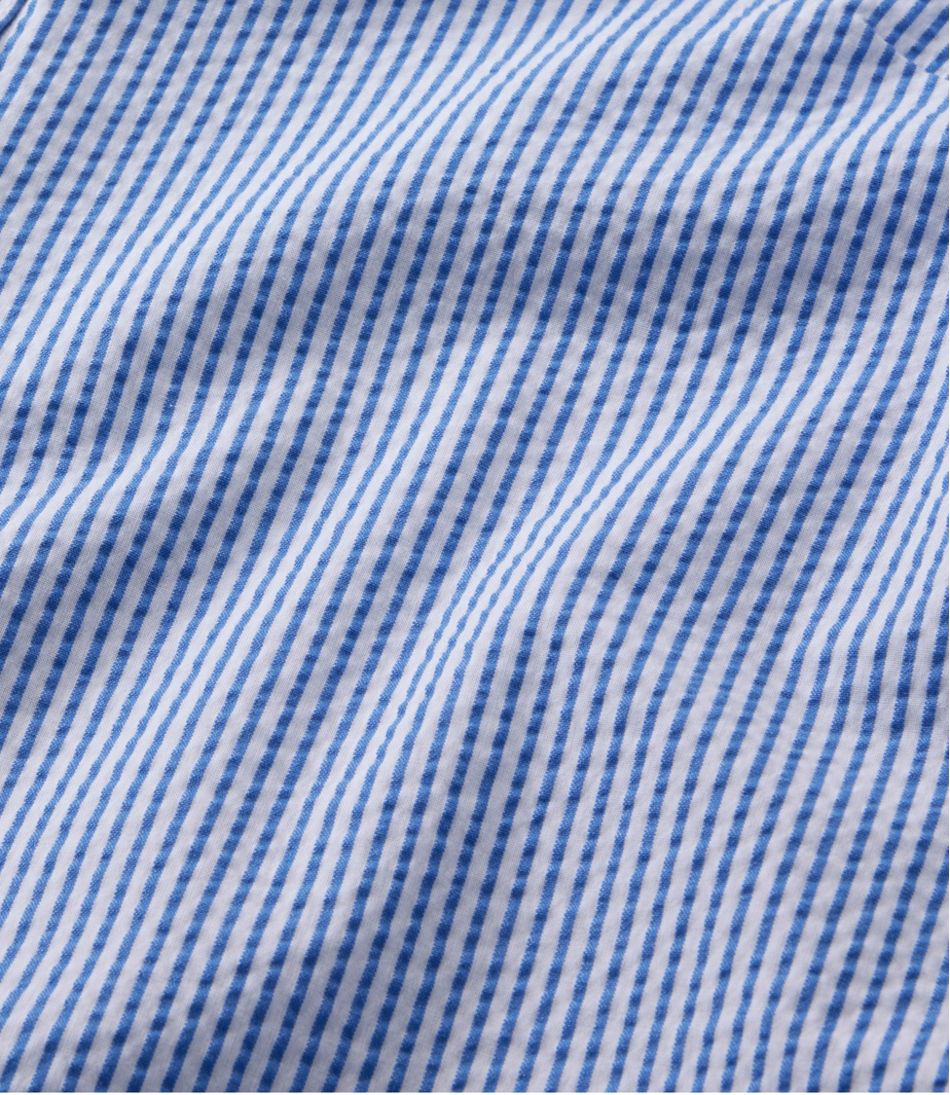 L.L.Bean Women's Vacationland Seersucker Shirt, Short-Sleeve Popover Stripe CLOTHING|SALE