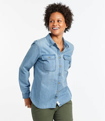 L.L.Bean Women's L.L. Bean Heritage Washed Denim Shirt, Long-Sleeve CLOTHING|SALE