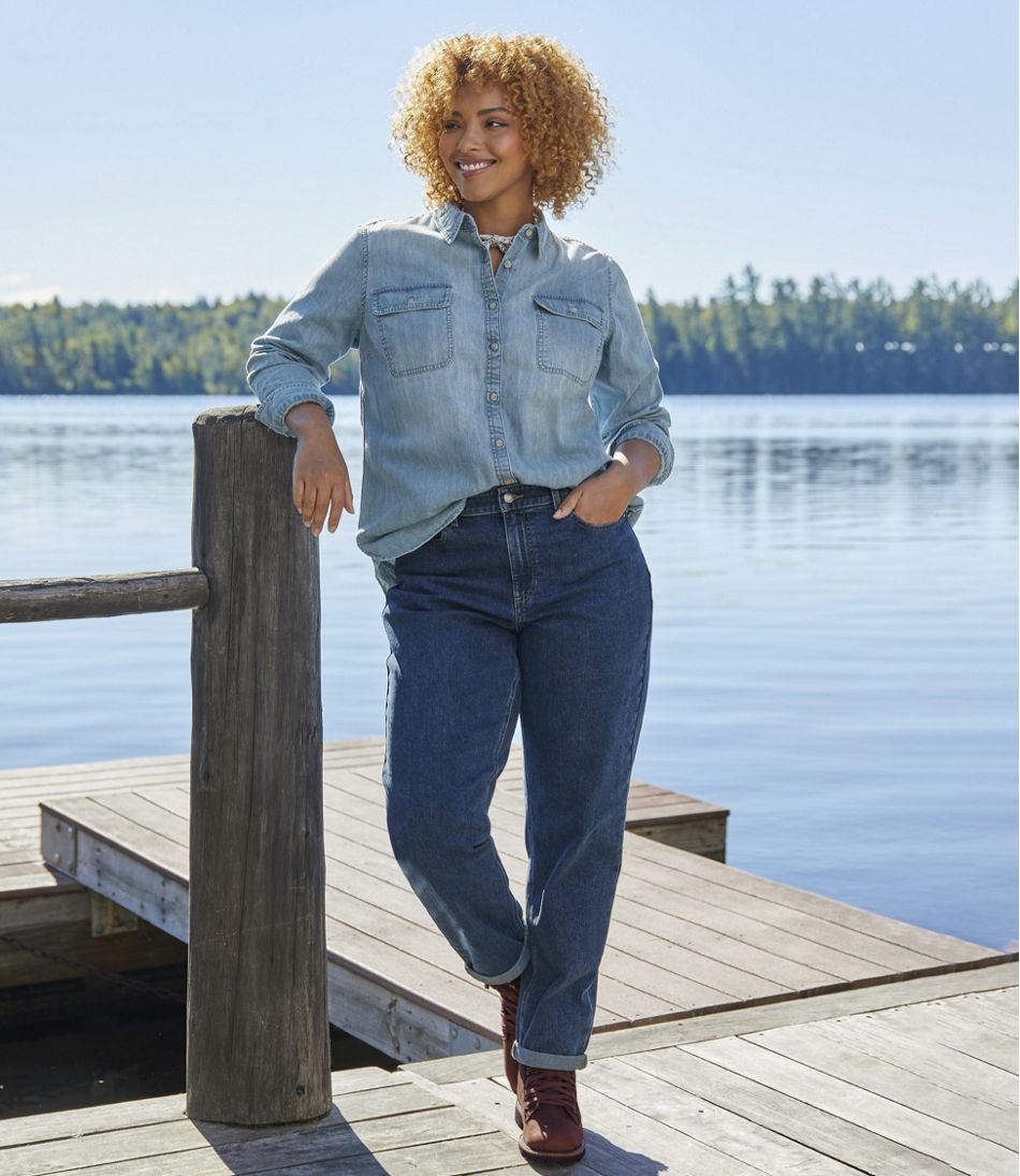 L.L.Bean Women's L.L. Bean Heritage Washed Denim Shirt, Long-Sleeve CLOTHING|SALE