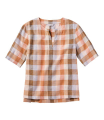 L.L.Bean Women's Signature Linen-Blend Splitneck Shirt, Short-Sleeve CLOTHING|SALE