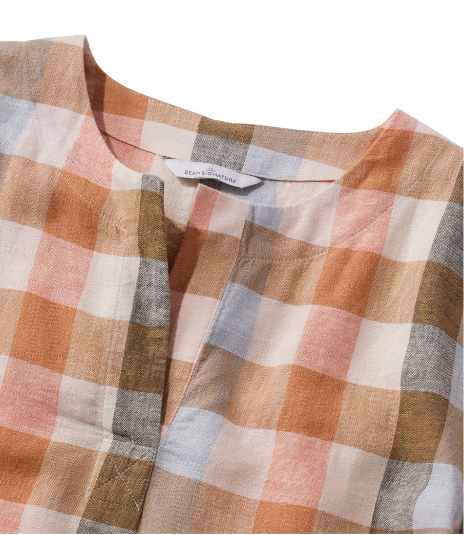 L.L.Bean Women's Signature Linen-Blend Splitneck Shirt, Short-Sleeve CLOTHING|SALE