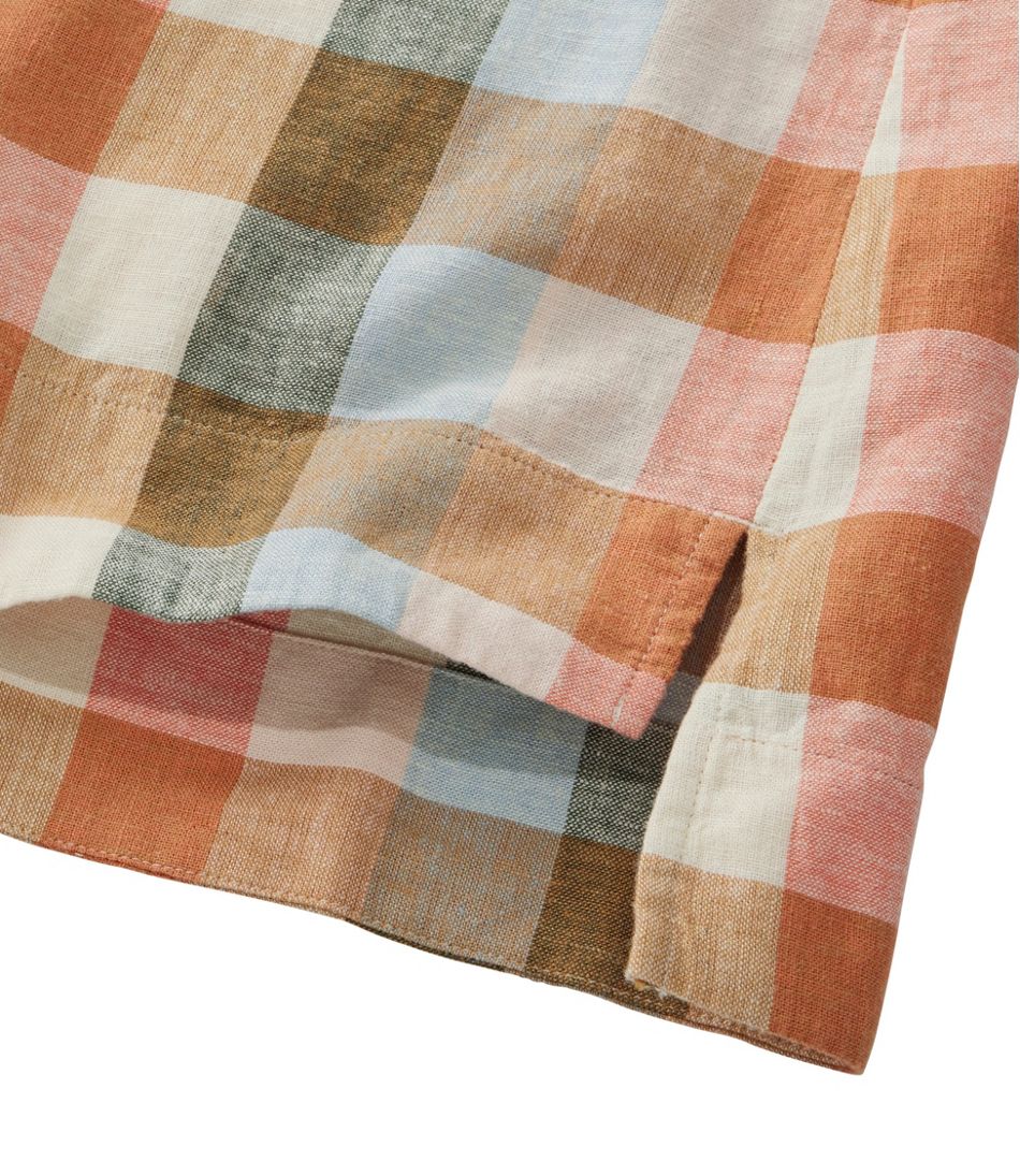 L.L.Bean Women's Signature Linen-Blend Splitneck Shirt, Short-Sleeve CLOTHING|SALE