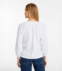 L.L.Bean Women's Bean's Seacoast Seersucker Splitneck Shirt CLOTHING