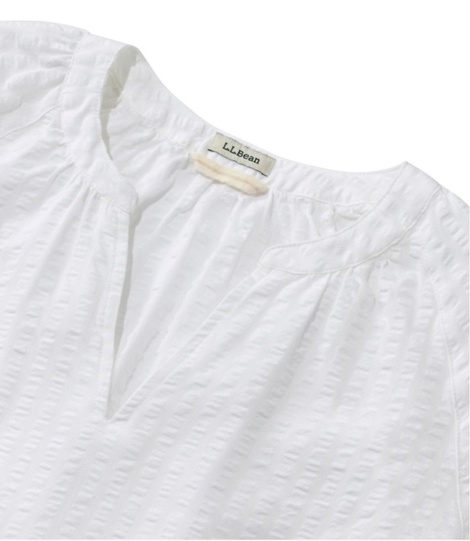 L.L.Bean Women's Bean's Seacoast Seersucker Splitneck Shirt CLOTHING