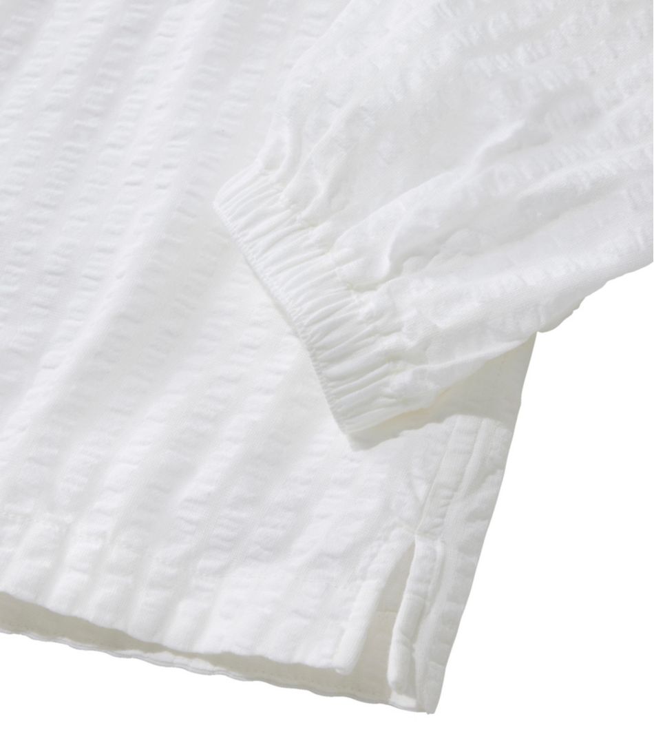 L.L.Bean Women's Bean's Seacoast Seersucker Splitneck Shirt CLOTHING
