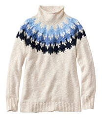 L.L.Bean Women's Cotton Ragg Sweater, Funnelneck Pullover Fair Isle CLOTHING|SALE
