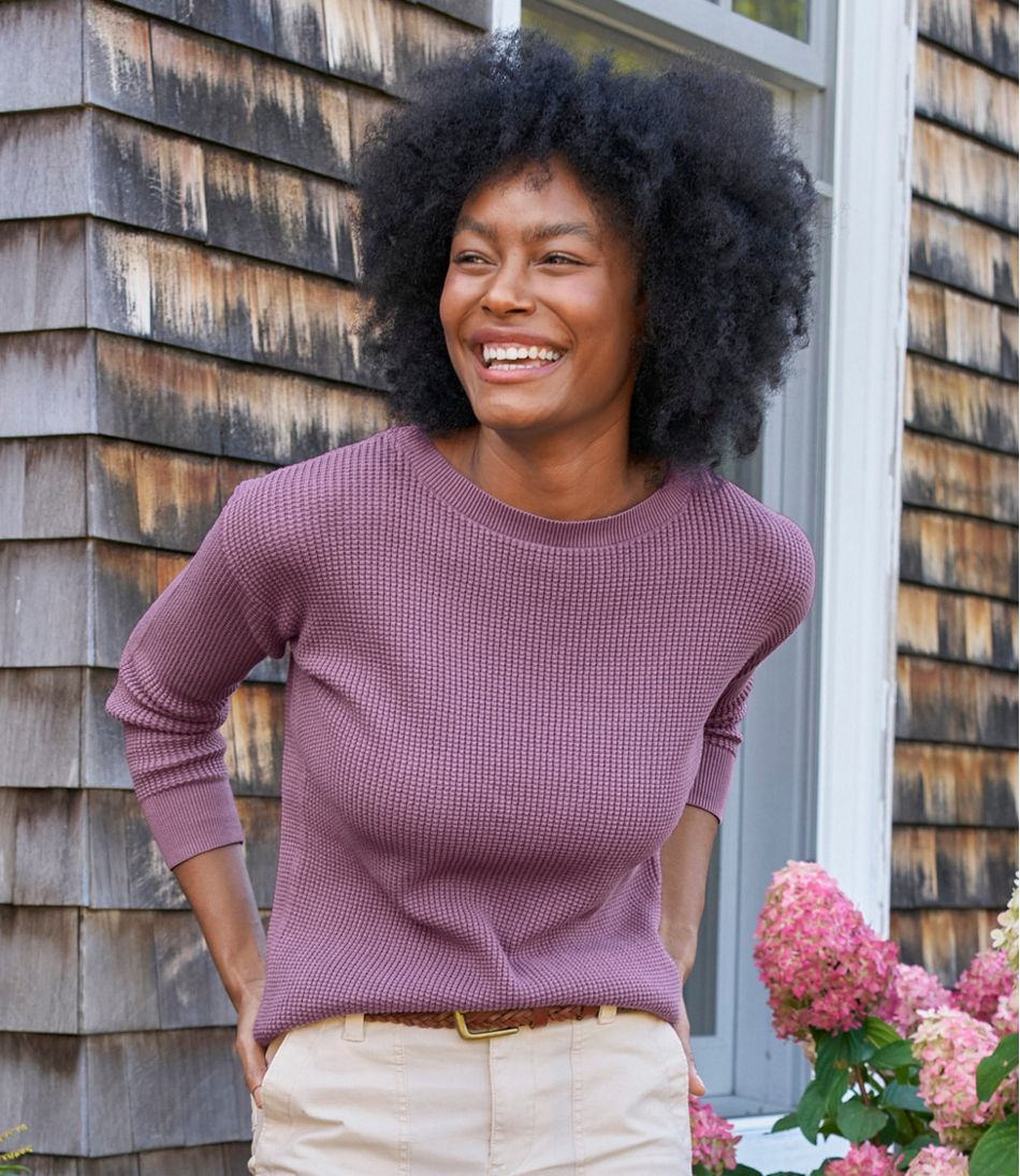 L.L.Bean Women's Sunwashed Waffle Sweater, Pullover CLOTHING|SALE