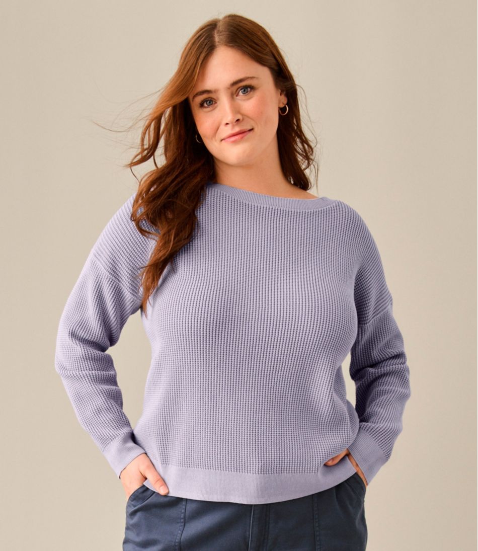 L.L.Bean Women's Sunwashed Waffle Sweater, Pullover CLOTHING|SALE