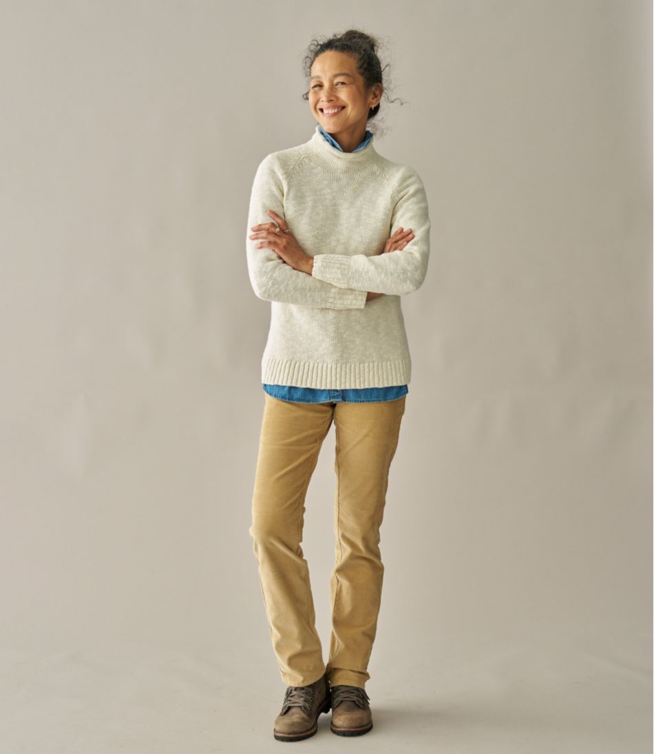 L.L.Bean Women's Cotton Ragg Sweater, Funnelneck Pullover CLOTHING|SALE