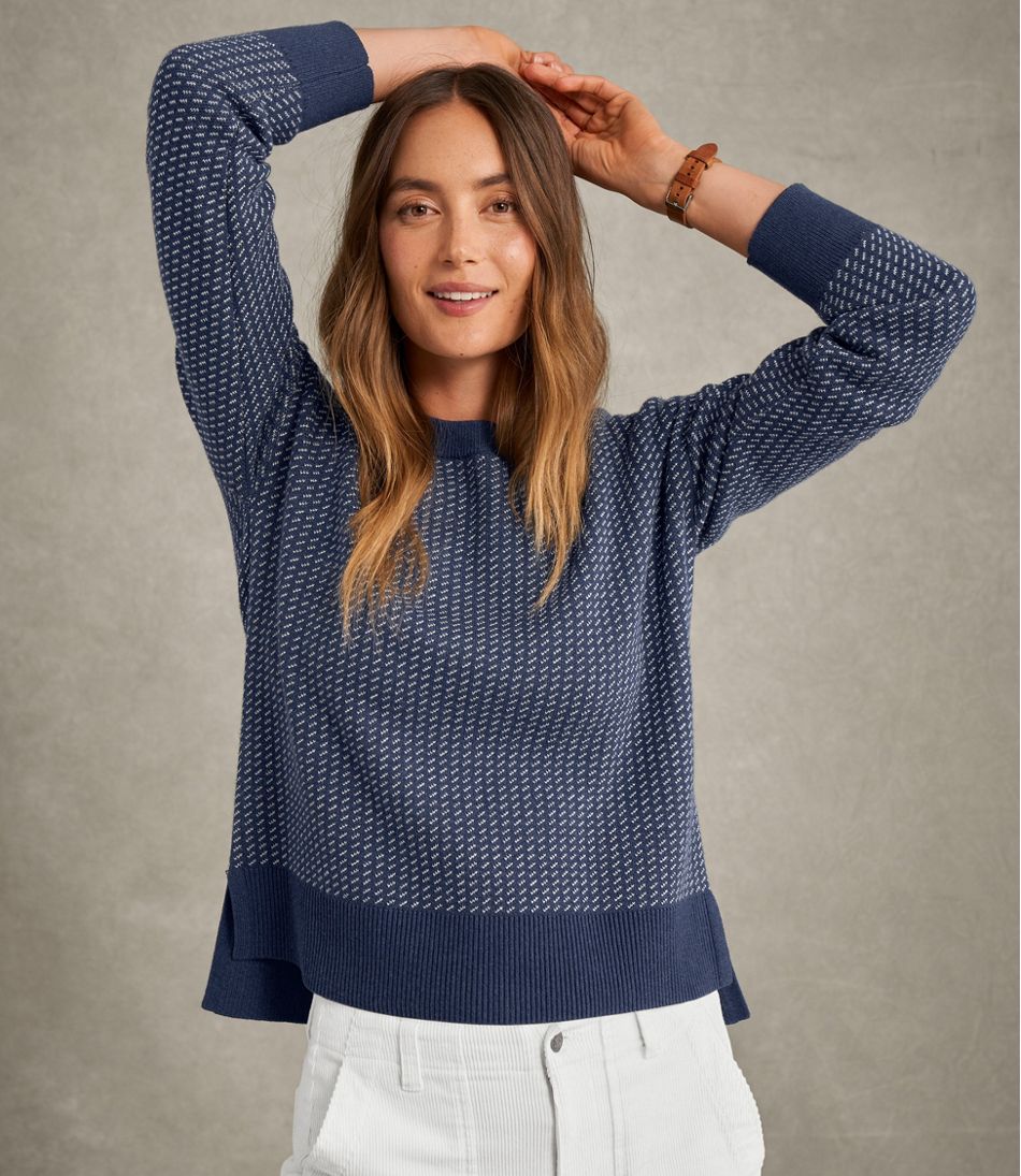 L.L.Bean Women's Wicked Soft Cotton/Cashmere Crewneck Sweater, Pattern CLOTHING