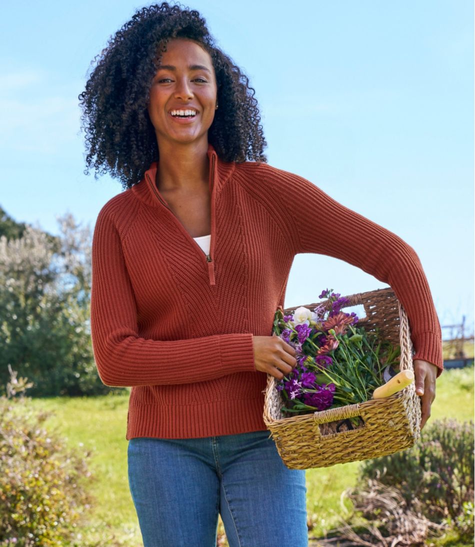 L.L.Bean Women's Mariner Shaker Sweater, Quarter-Zip CLOTHING|SALE