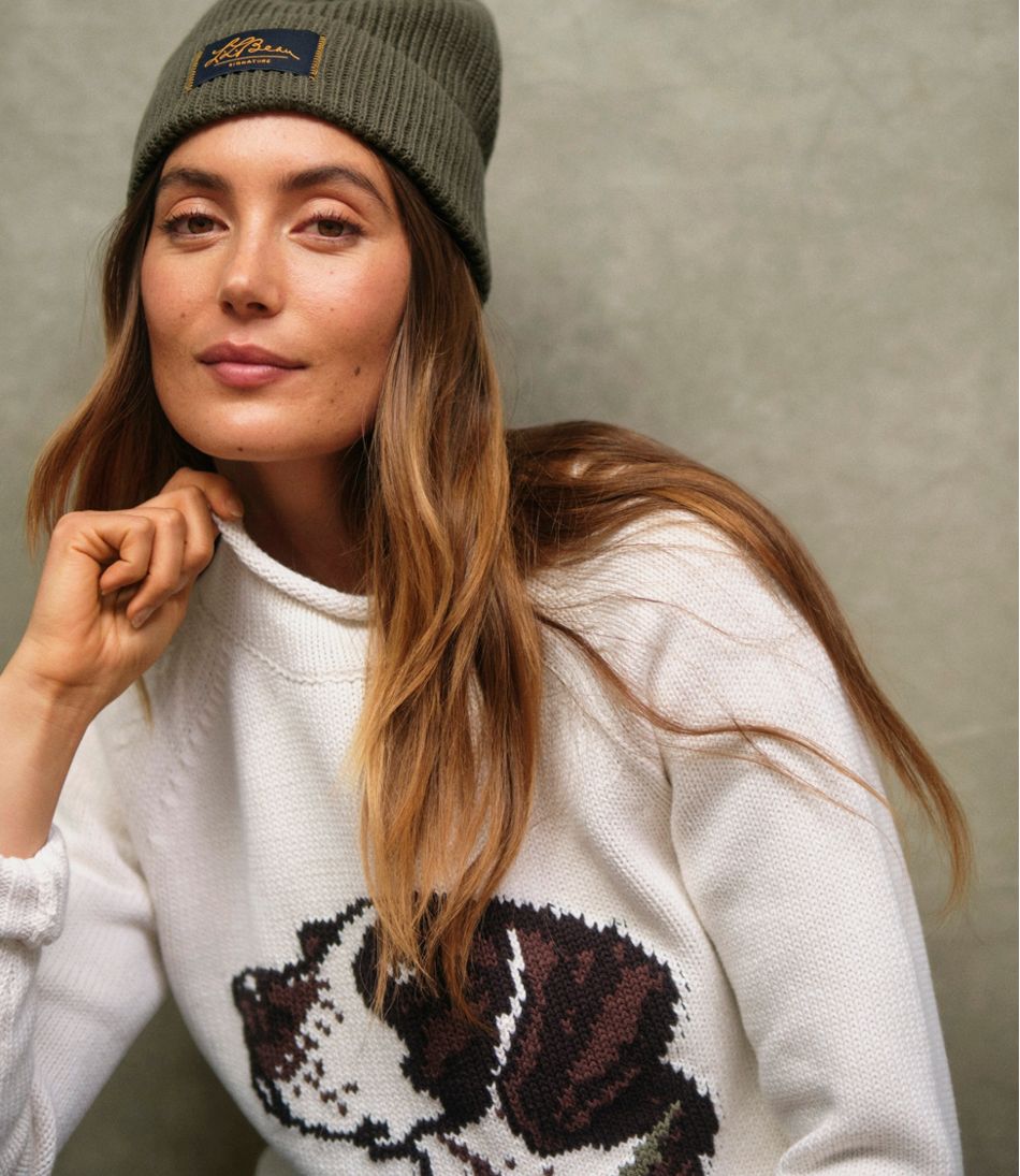 L.L.Bean Women's Signature Original Cotton Sweater, Rollneck Novelty CLOTHING|SALE