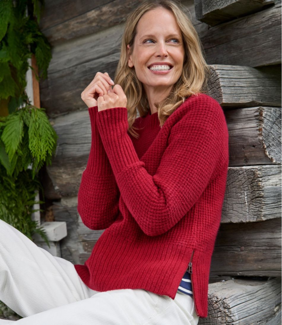 L.L.Bean Women's SuperSoft Waffle Sweater, Crewneck CLOTHING|SALE