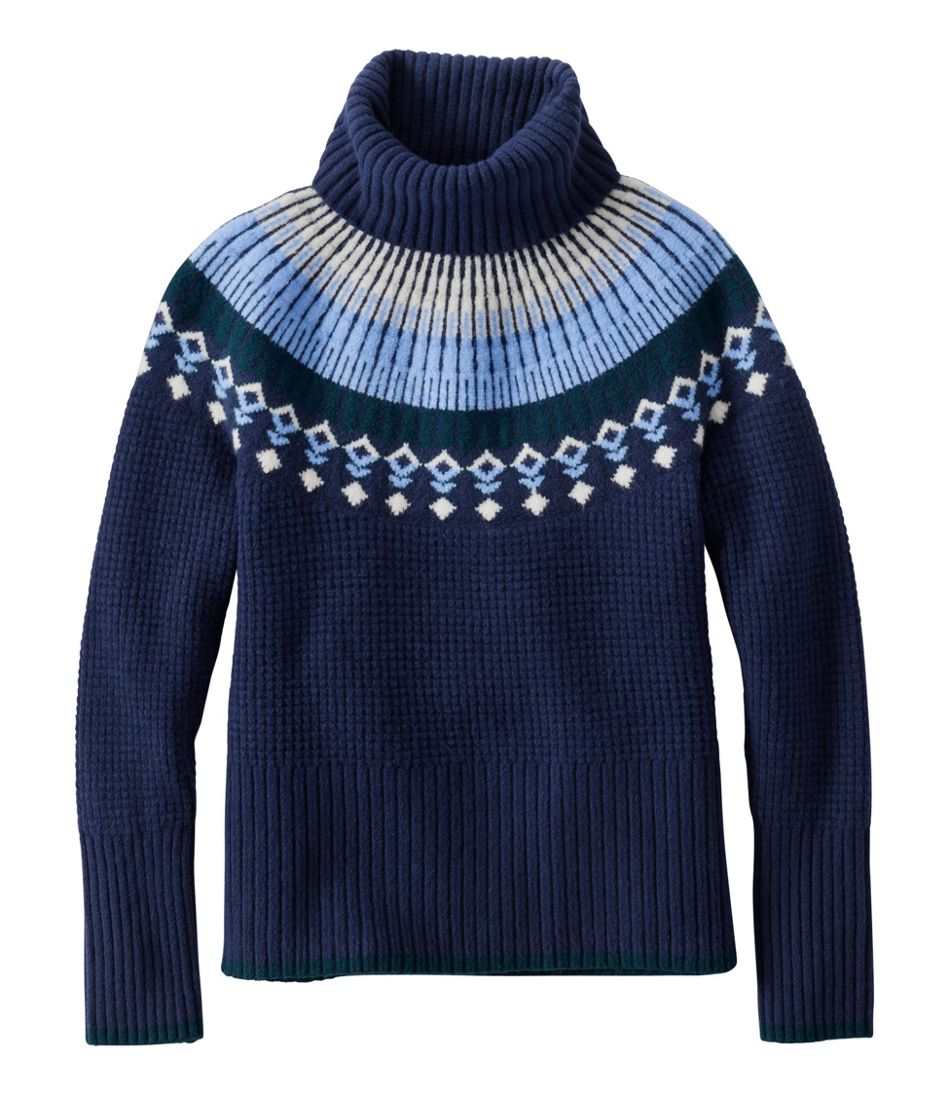 L.L.Bean Women's SuperSoft Waffle Sweater, Turtleneck Fair Isle CLOTHING|SALE