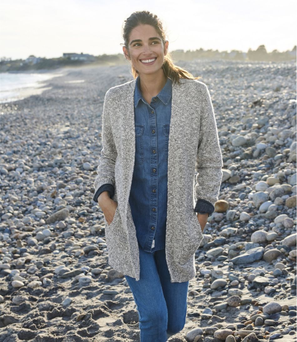 L.L.Bean Women's Cotton Ragg Sweater, Open Cardigan CLOTHING|SALE