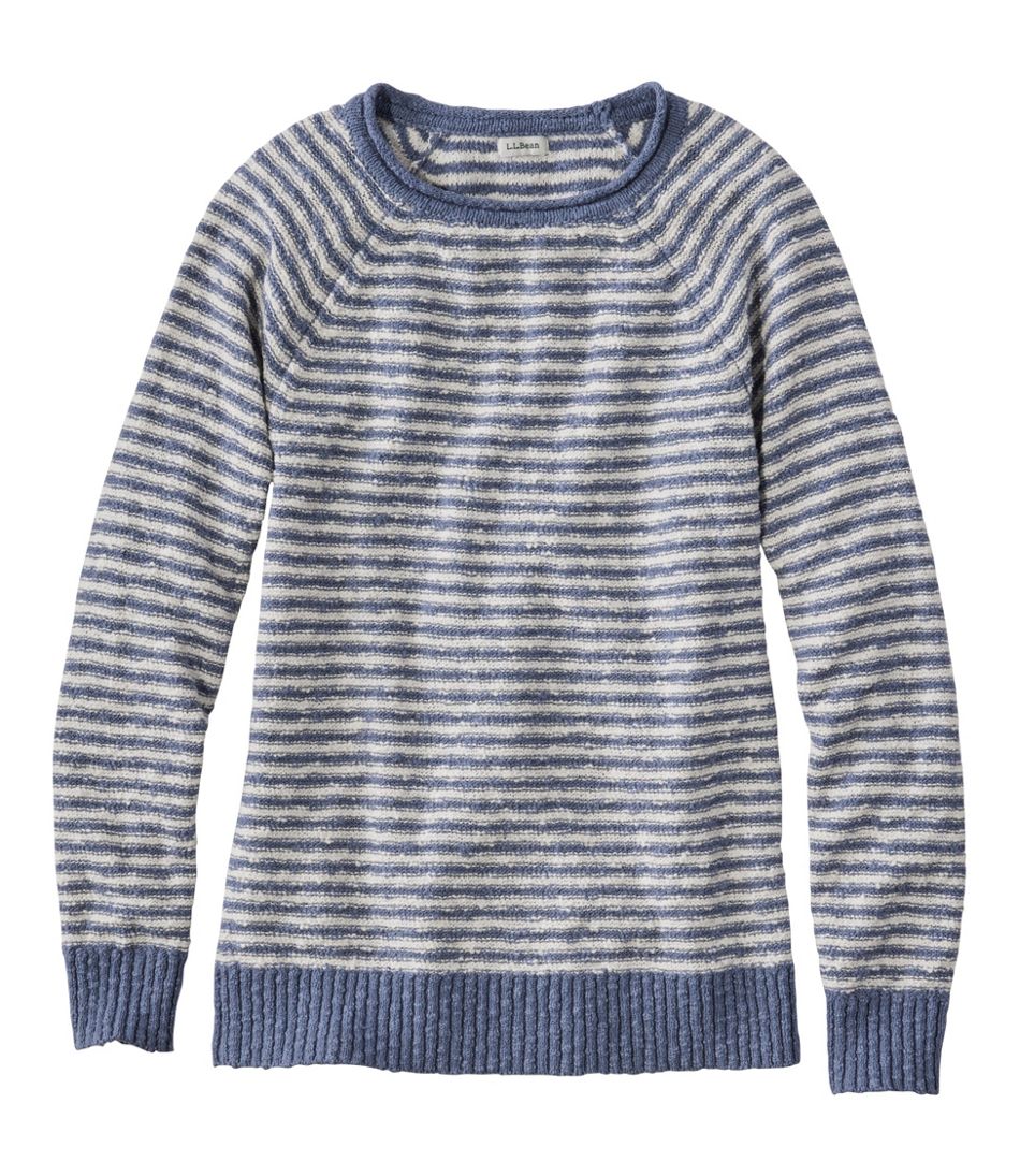 L.L.Bean Women's Midweight Cotton Slub Rollneck Pullover Stripe CLOTHING|SALE