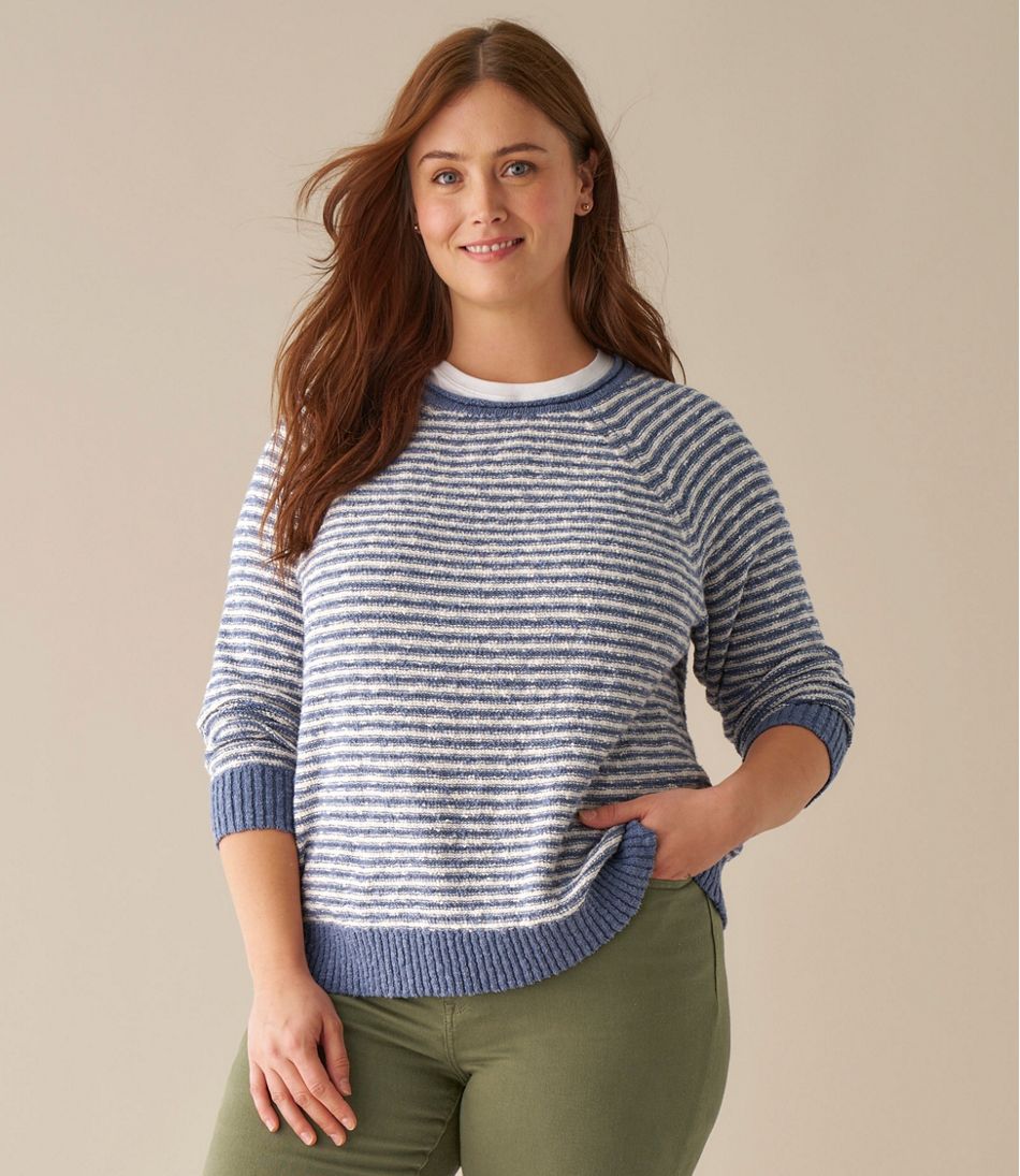 L.L.Bean Women's Midweight Cotton Slub Rollneck Pullover Stripe CLOTHING|SALE