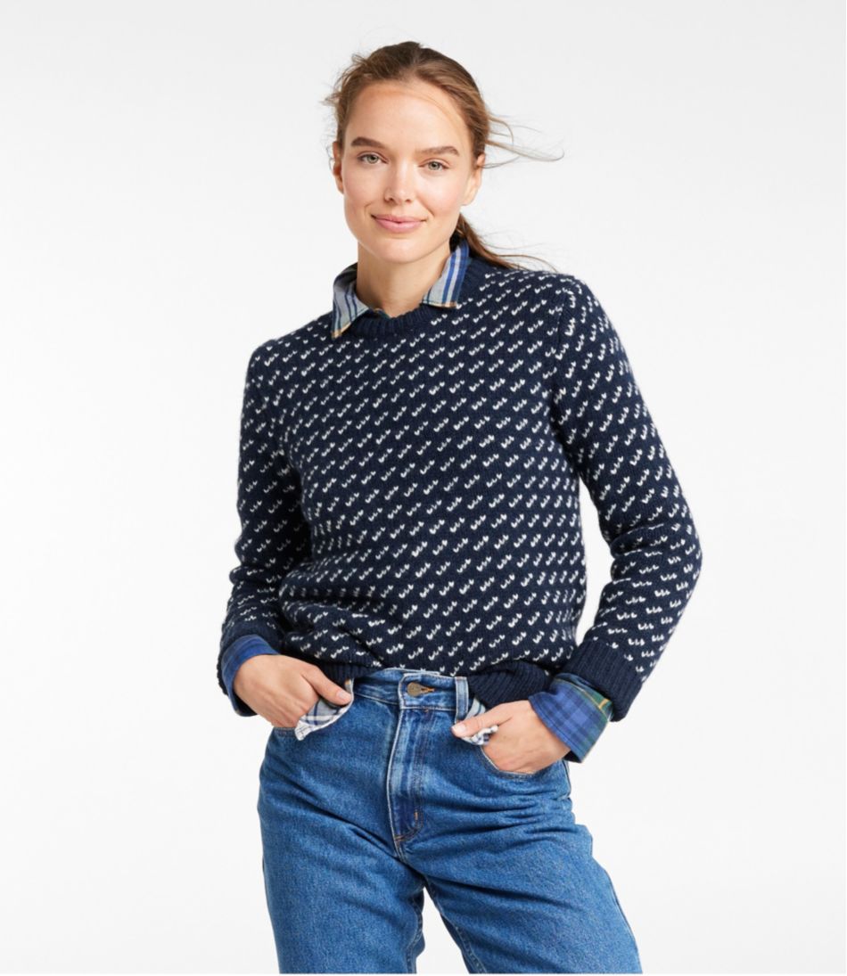 L.L.Bean Women's Bean's Classic Ragg Wool Sweater, Crewneck Bird's-Eye CLOTHING|SALE