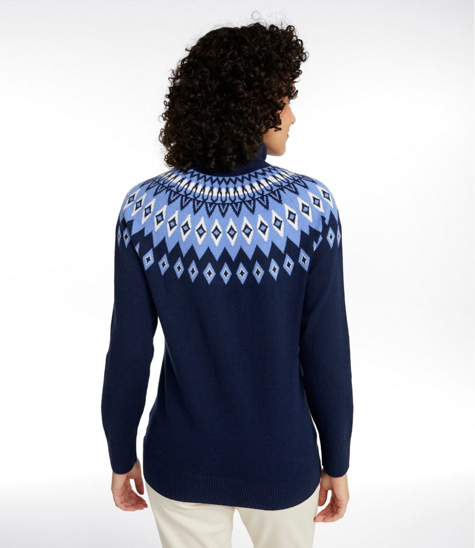 L.L.Bean Women's Cotton/Cashmere Sweater, Turtleneck Fair Isle CLOTHING|SALE