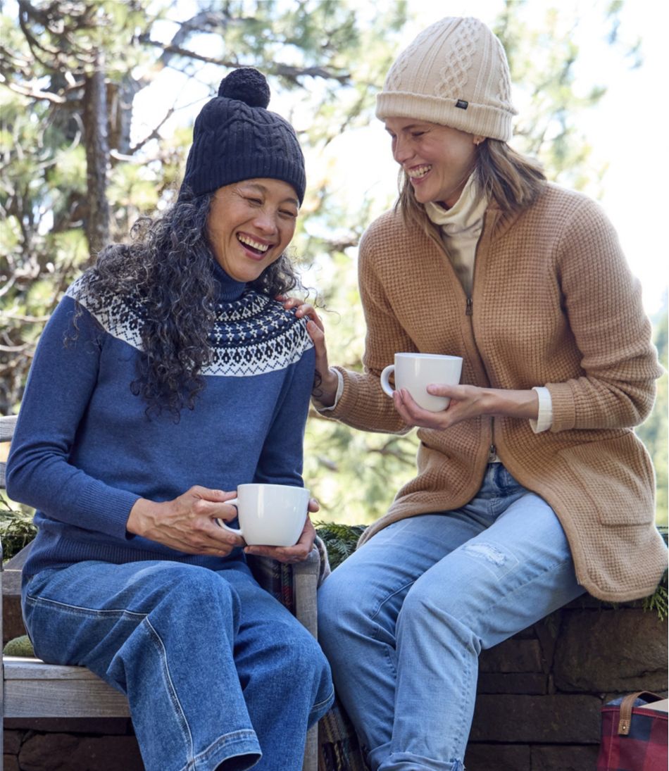 L.L.Bean Women's Cotton/Cashmere Sweater, Turtleneck Fair Isle CLOTHING|SALE