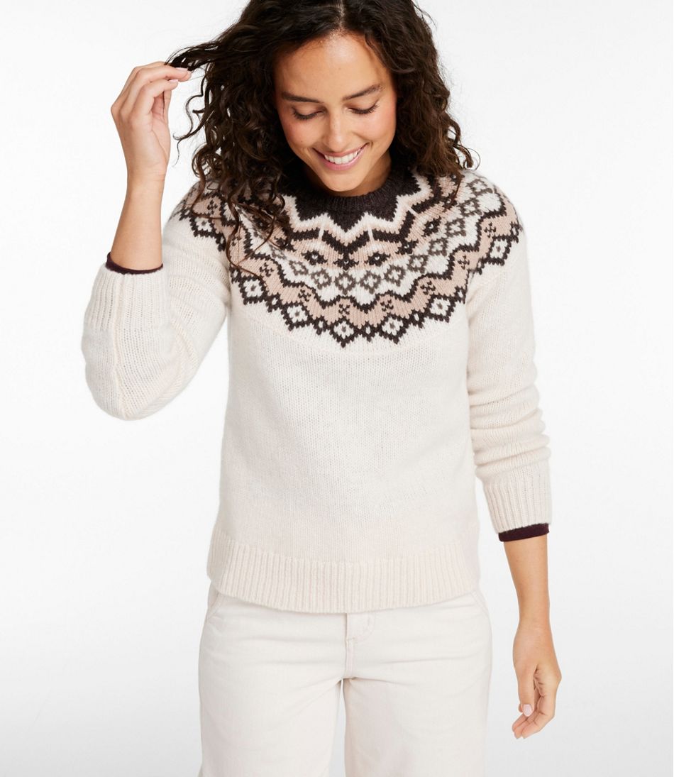 L.L.Bean Women's Bean's Classic Ragg Wool Sweater, Crewneck Fair Isle CLOTHING|SALE