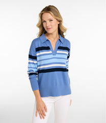 L.L.Bean Women's Cotton/Cashmere Sweater, Polo Stripe CLOTHING|SALE