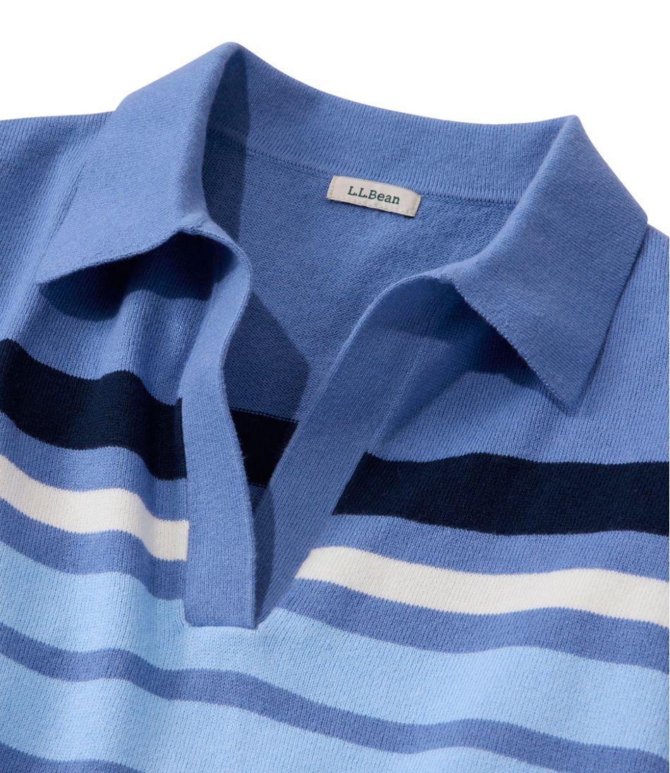 L.L.Bean Women's Cotton/Cashmere Sweater, Polo Stripe CLOTHING|SALE