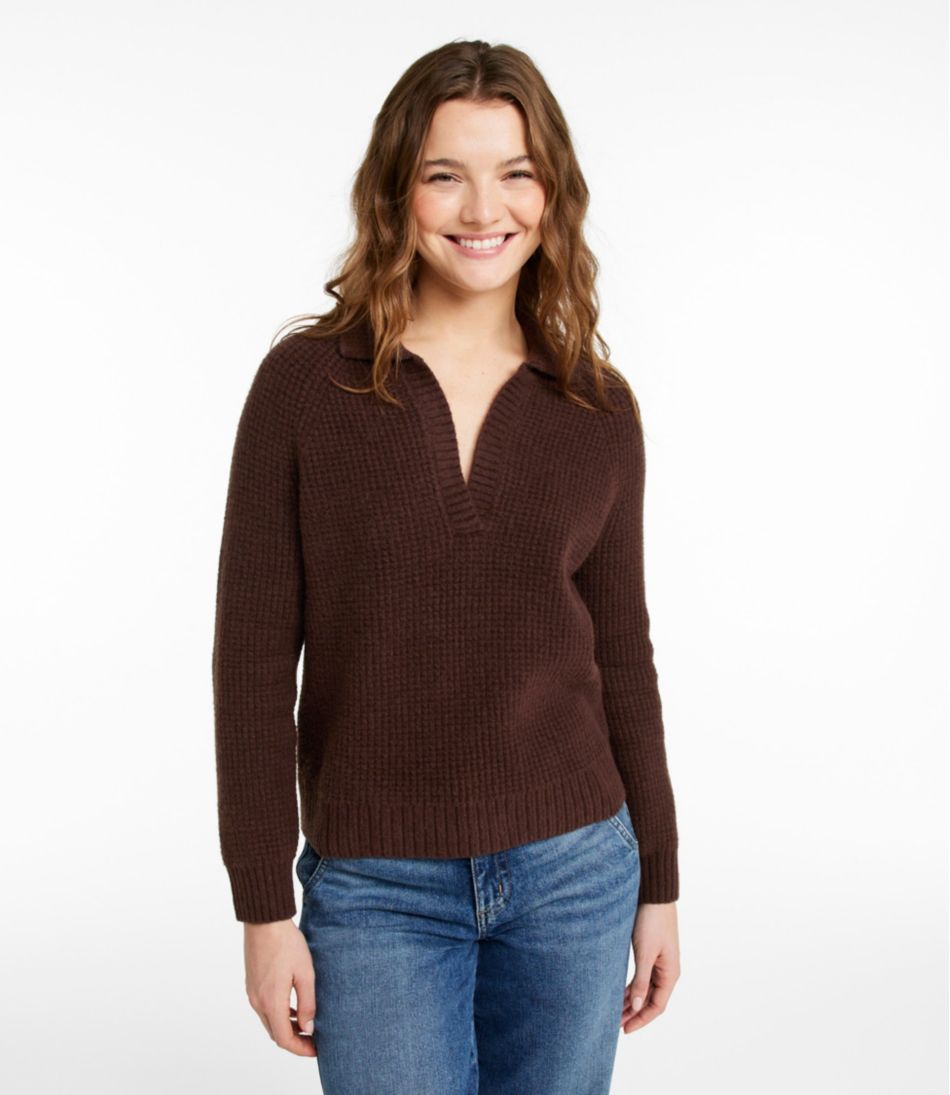 L.L.Bean Women's SuperSoft Waffle Sweater, Polo CLOTHING