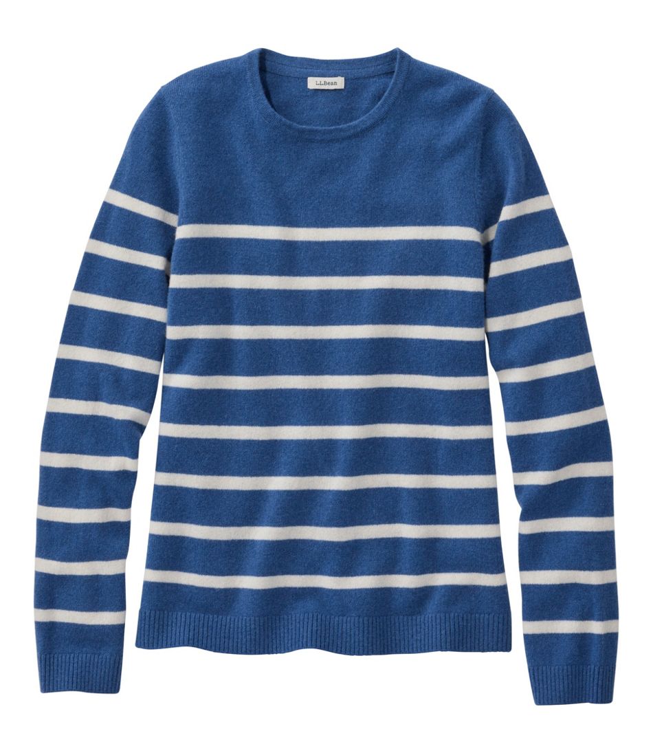 L.L.Bean Women's Classic Cashmere Sweater, Crewneck Stripe CLOTHING|SALE