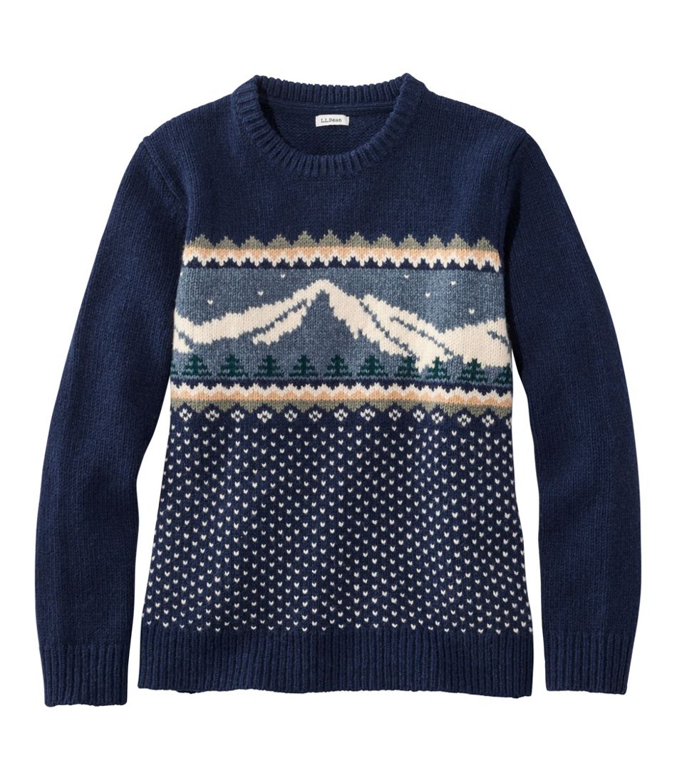 L.L.Bean Women's Bean's Classic Ragg Wool Crewneck Intarsia Sweater CLOTHING|SALE