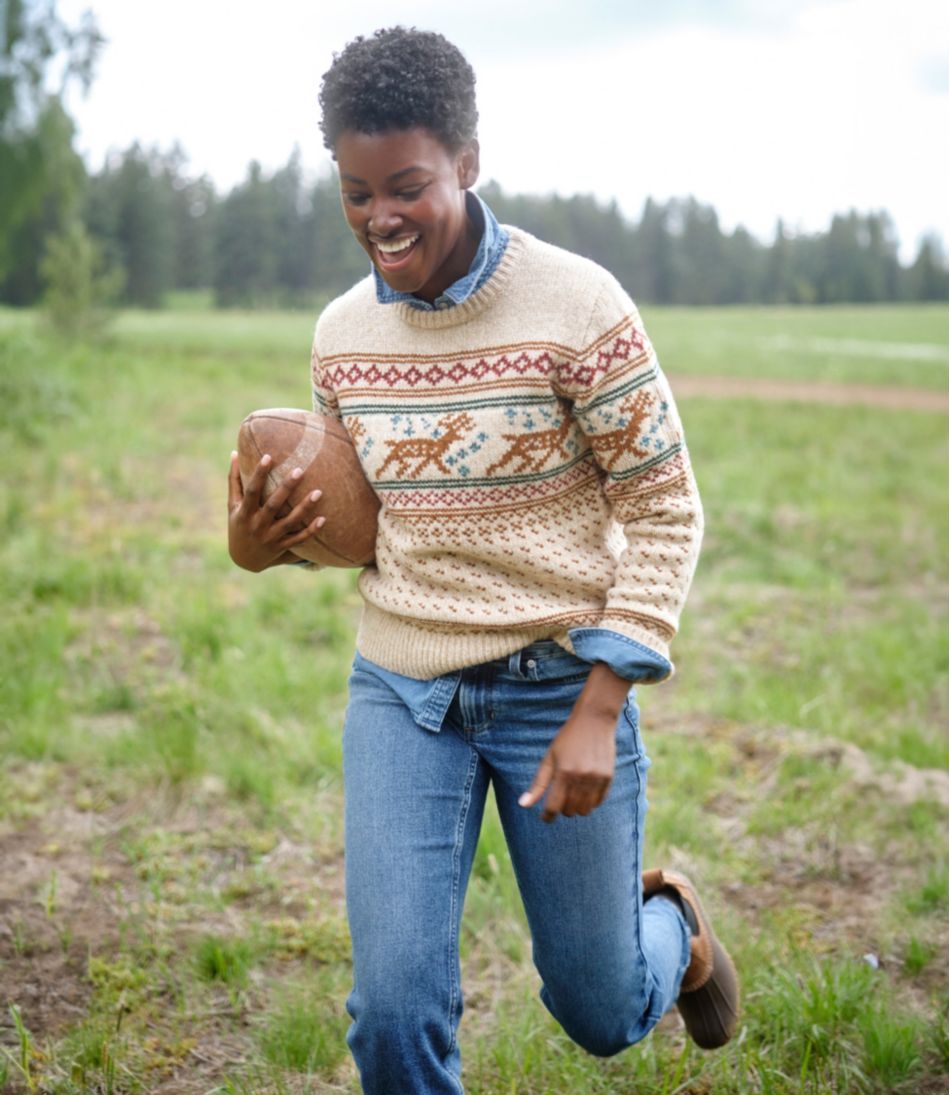 L.L.Bean Women's Bean's Classic Ragg Wool Crewneck Intarsia Sweater CLOTHING|SALE