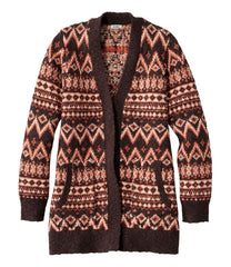L.L.Bean Women's Cotton Ragg Sweater, Open Cardigan Fair Isle CLOTHING|SALE