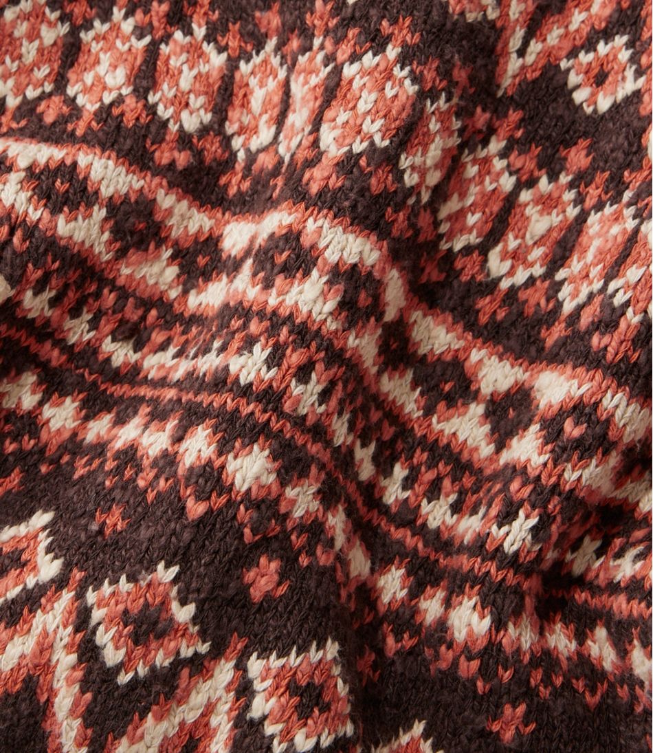 L.L.Bean Women's Cotton Ragg Sweater, Open Cardigan Fair Isle CLOTHING|SALE