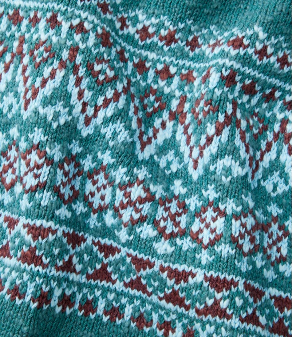 L.L.Bean Women's Cotton Ragg Sweater, Crewneck Fair Isle CLOTHING|SALE