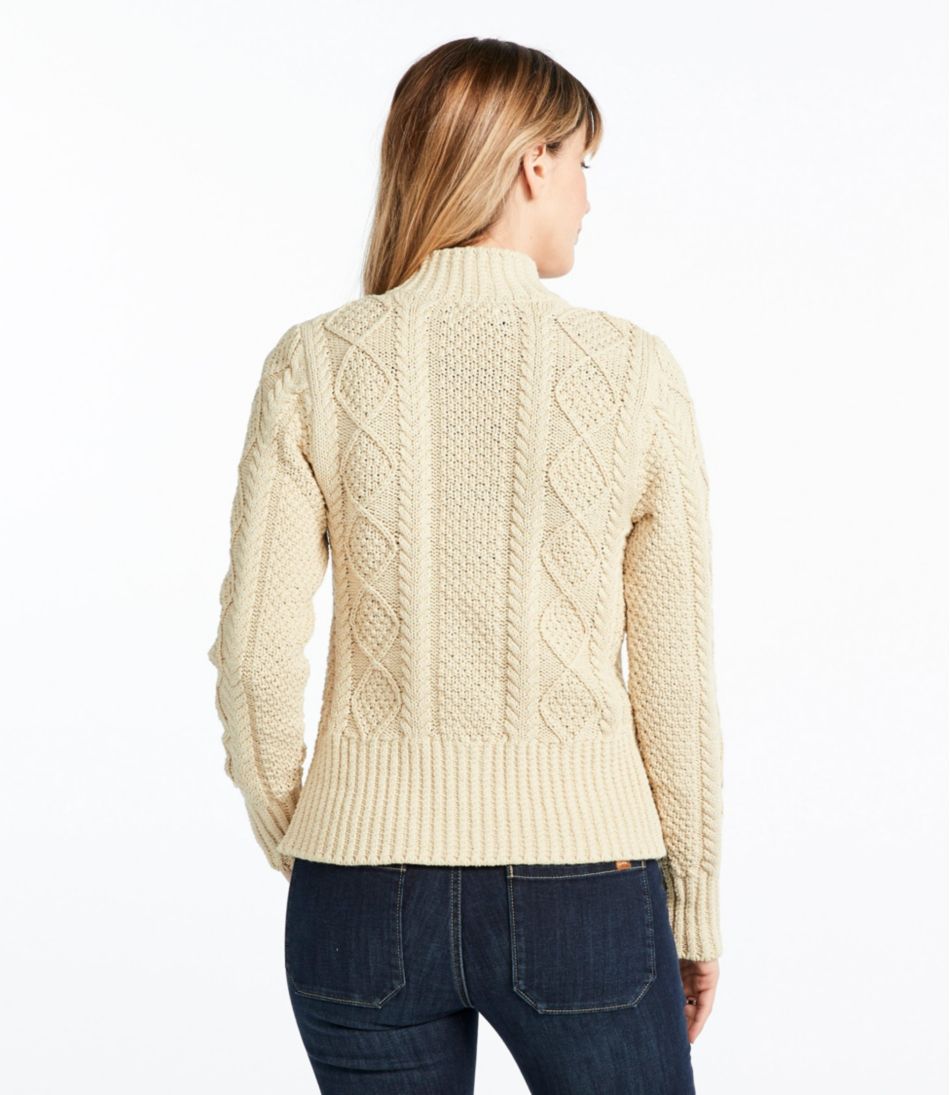 L.L.Bean Women's Signature Cotton Fisherman Sweater, Short Cardigan CLOTHING