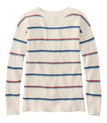 L.L.Bean Women's Sunwashed Waffle Sweater, Pullover Stripe CLOTHING