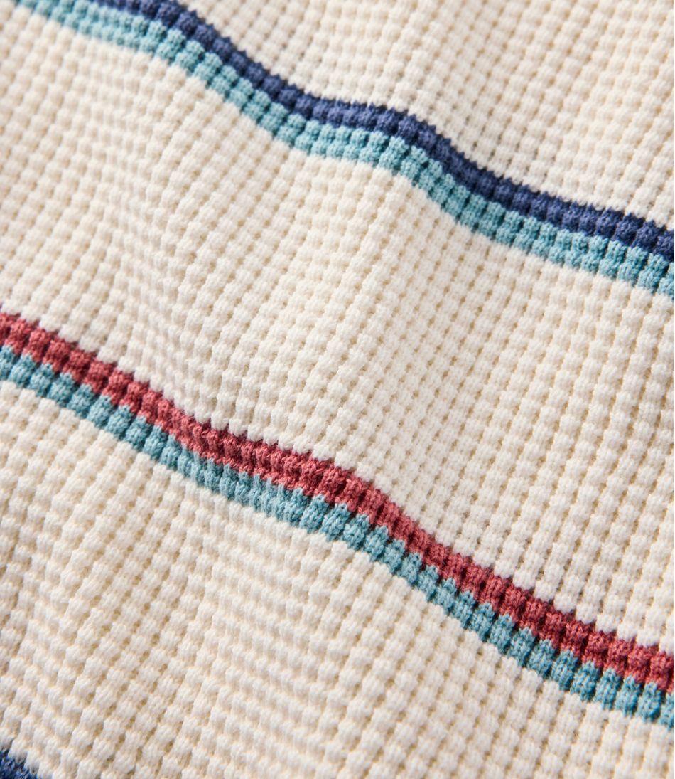 L.L.Bean Women's Sunwashed Waffle Sweater, Pullover Stripe CLOTHING