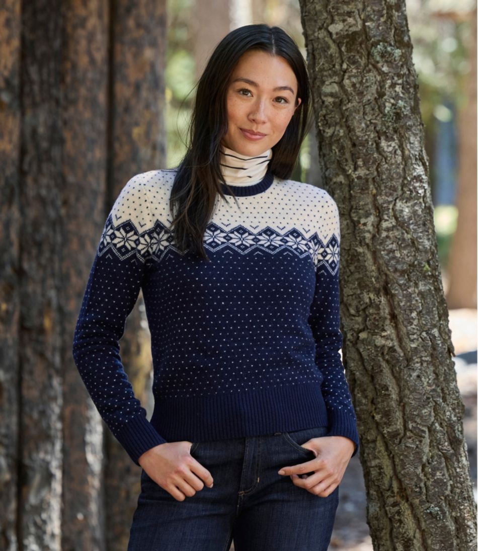 L.L.Bean Women's Signature Camp Merino Wool Sweater, Pullover Novelty CLOTHING|SALE