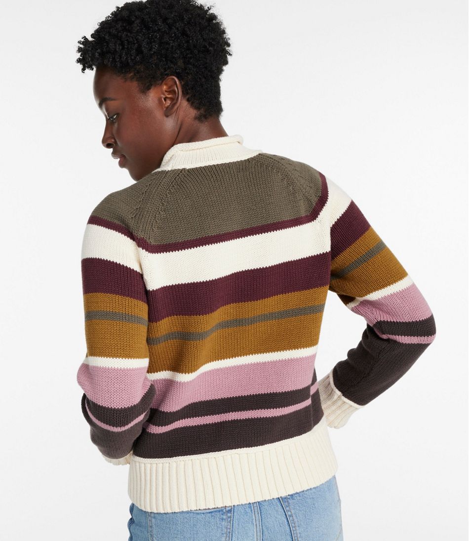 L.L.Bean Women's Signature Original Cotton Sweater, Rollneck Stripe CLOTHING|SALE