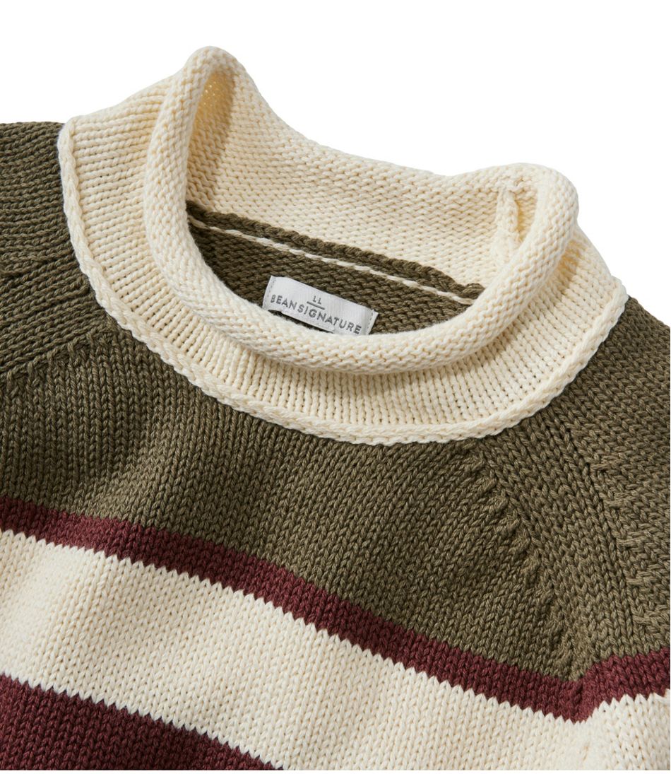 L.L.Bean Women's Signature Original Cotton Sweater, Rollneck Stripe CLOTHING|SALE