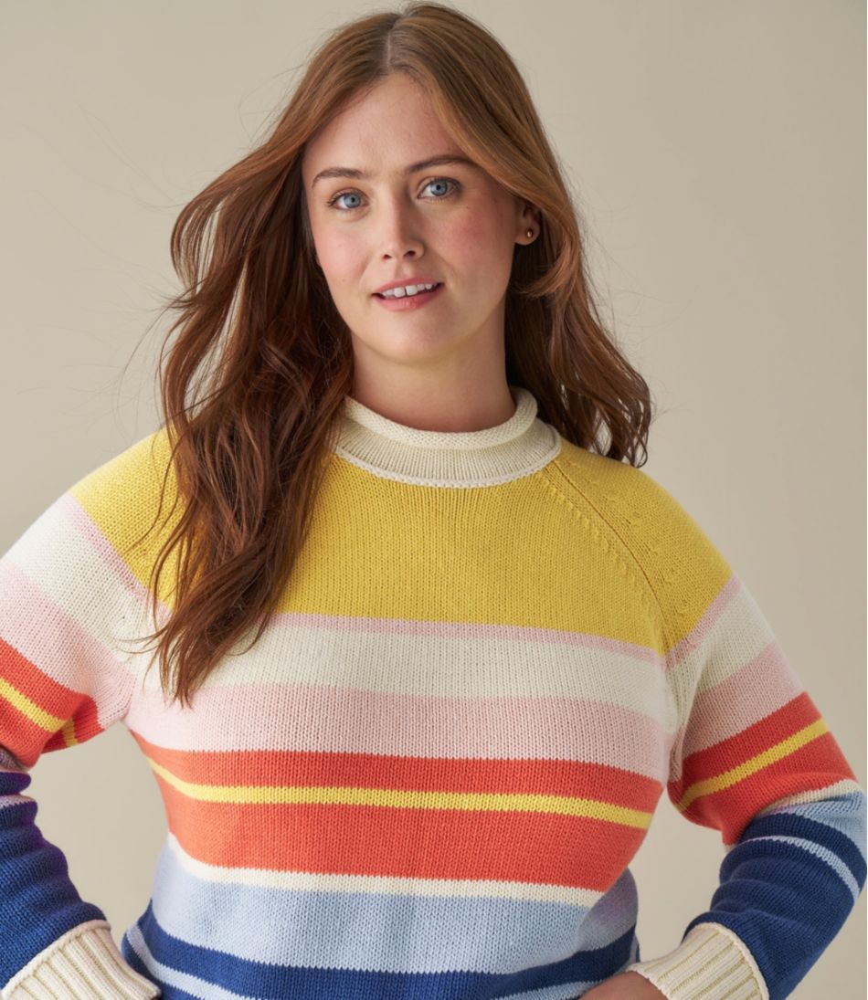 L.L.Bean Women's Signature Original Cotton Sweater, Rollneck Stripe CLOTHING|SALE