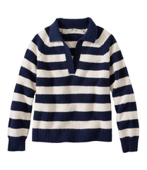 L.L.Bean Women's SuperSoft Waffle Sweater, Polo Stripe CLOTHING