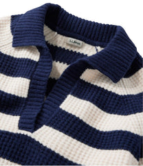 L.L.Bean Women's SuperSoft Waffle Sweater, Polo Stripe CLOTHING